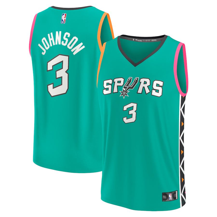 Men San Antonio Spurs #3 Keldon Johnson Fanatics Branded Green City Edition 2022-23 Fastbreak NBA Jersey